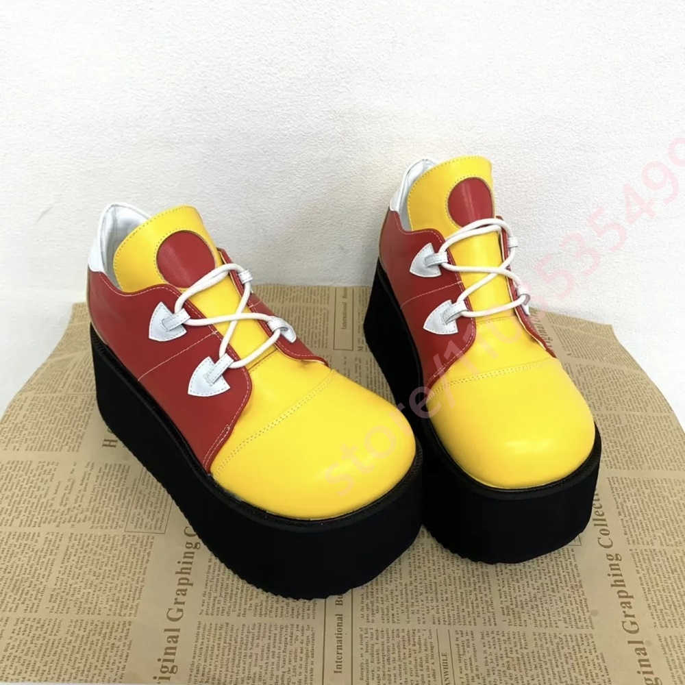 Street Fashion Y2K - รองเท้าผ้าใบแพลตฟอร์มสีบล็อกสำหรับผู้หญิง 2026 หัวกลม ผูกเชือก พื้นลิ่ม สไตล์