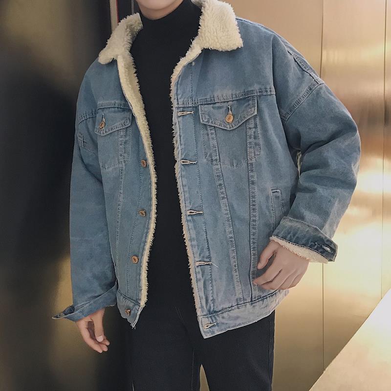 Street Fashion Men 2025 - แจ็คเก็ตยีนส์คอปกขนแกะบุขนแกะสำหรับผู้ชาย ฤดูหนาว 2025 แฟชั่นทันสมัย ดีไซน์หรูหรา อเนกประสงค์