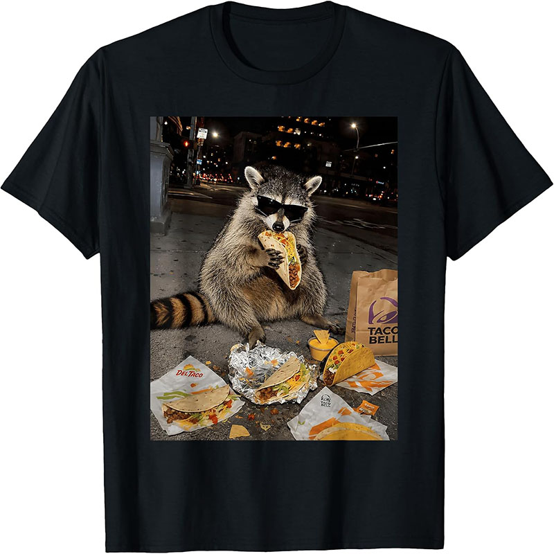เสื้อยืดลายกราฟิก แรคคูนใส่แว่ - Fashion Street Night บทวิจารณ์และราคา