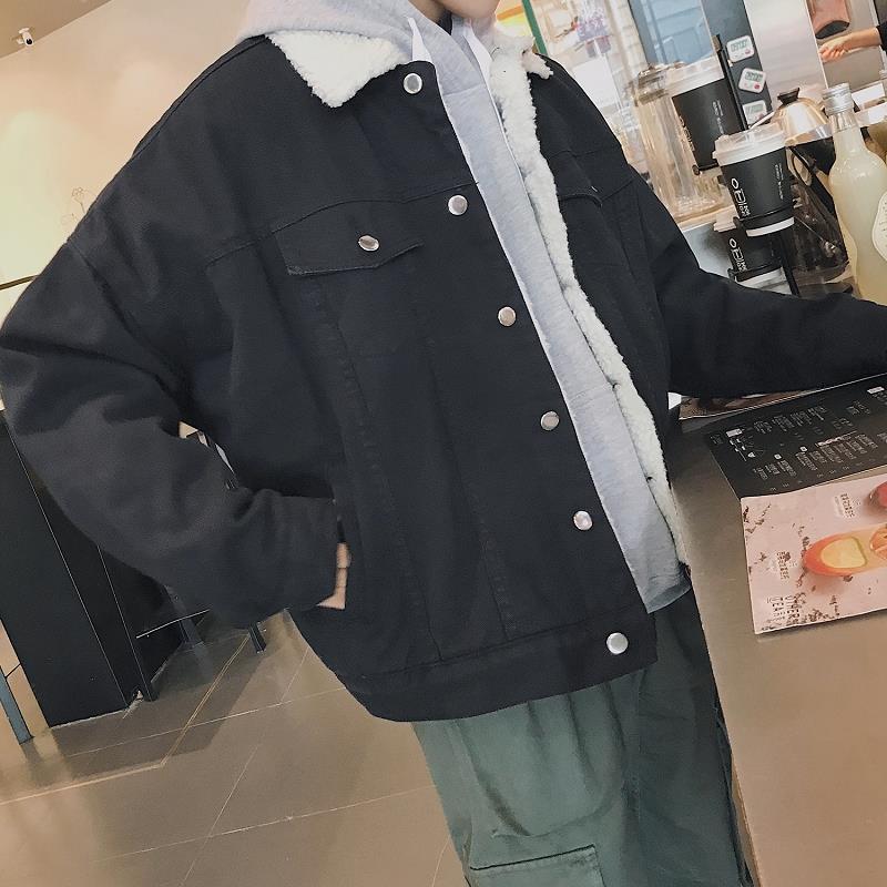 แจ็คเก็ตยีนส์คอปกขนแกะบุขนแกะส - Street Fashion Men 2025 บทวิจารณ์และราคา